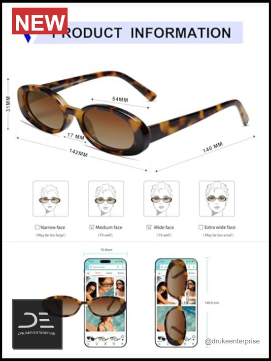 Retro Oval Polarized Sunglasses Small 90s Style UV400